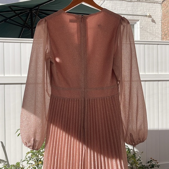 Quiz - Women's Metallic Pink Pleated Evening Dress Size 8 - Picture 11 of 14